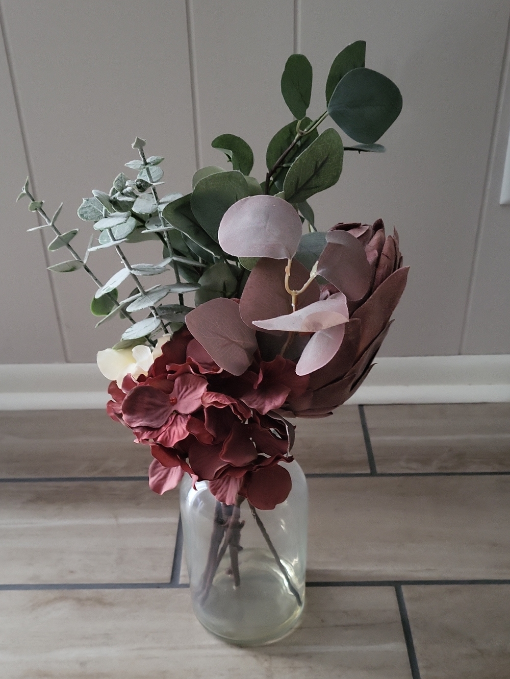 Artificial Eucalyptus & Burgundy Floral Bouquet - Home Accents